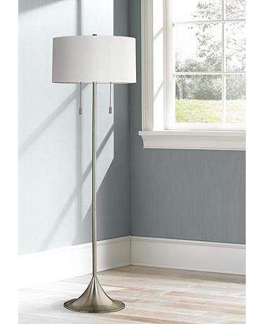 Kenroy Home Stowe 61" High Brushed Nickel Pull Chain Floor Lamp