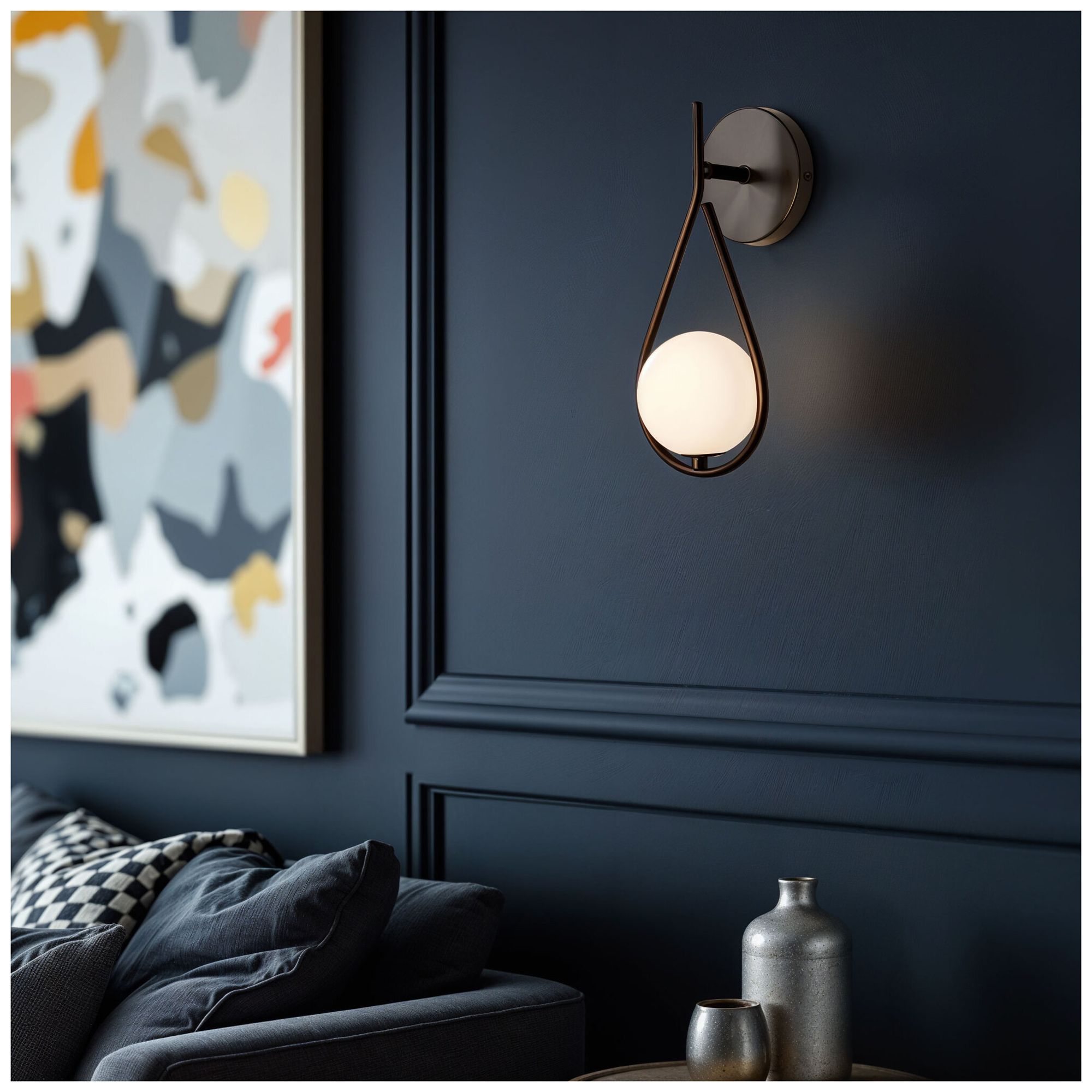 Kenroy Home Teardrop 12" High Modern Black Finish Wall Sconce