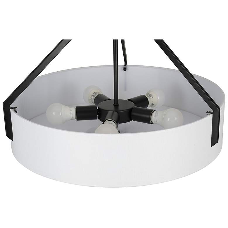 Image 6 Kenroy Home Thayne 24" Wide 5-Light Black Finish White Drum Pendant more views