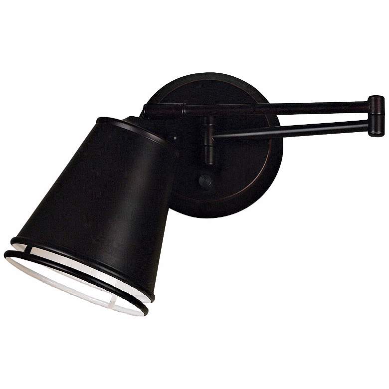 Image 1 Kenroy Metro Pharmacy Bronze Plug-In Swing Arm Wall Lamp