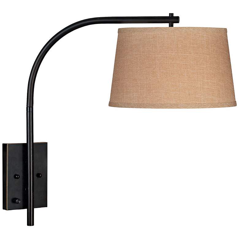 Image 1 Kenroy Sweep Bronze Small Plug-In Swing Arm Wall Lamp