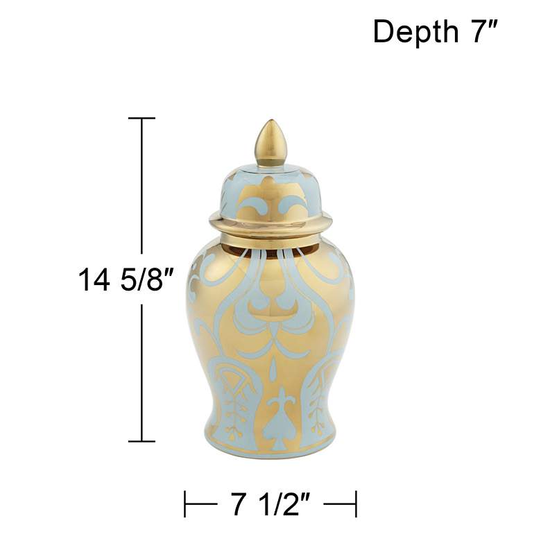 Image 5 Kensigton Hill Whittier Gold and Sage 14 5/8" High Ginger Jar with Lid more views