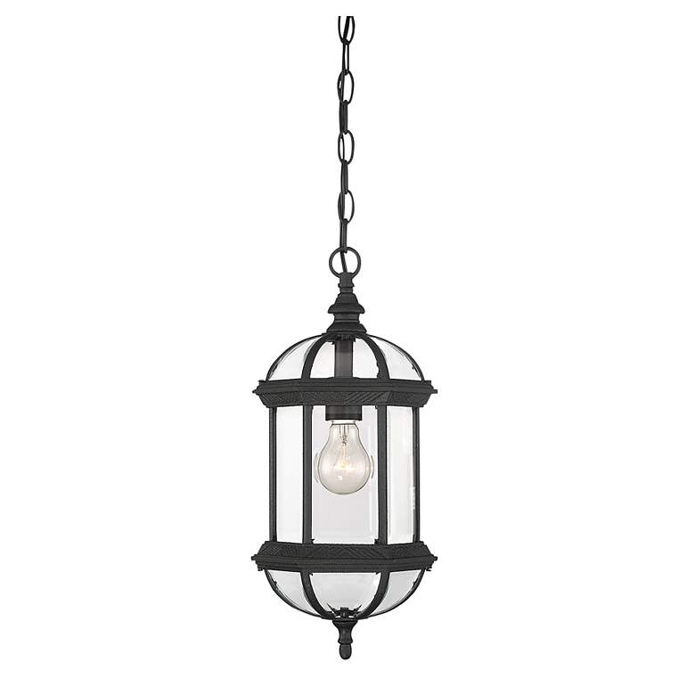 Image 1 Kensington 1-Light Outdoor Hanging Lantern in Textured Black