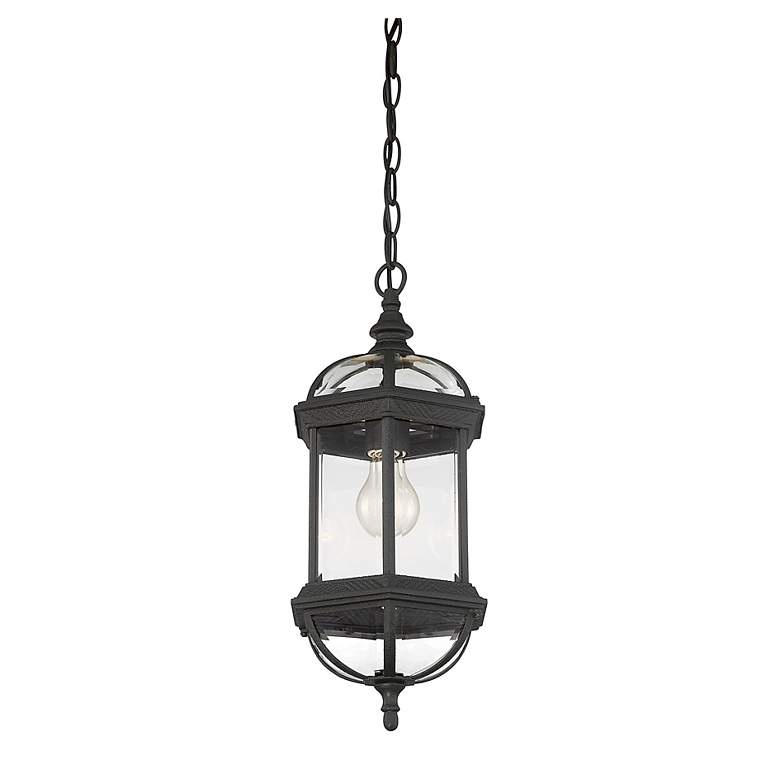 Image 7 Kensington 1-Light Outdoor Hanging Lantern in Textured Black more views
