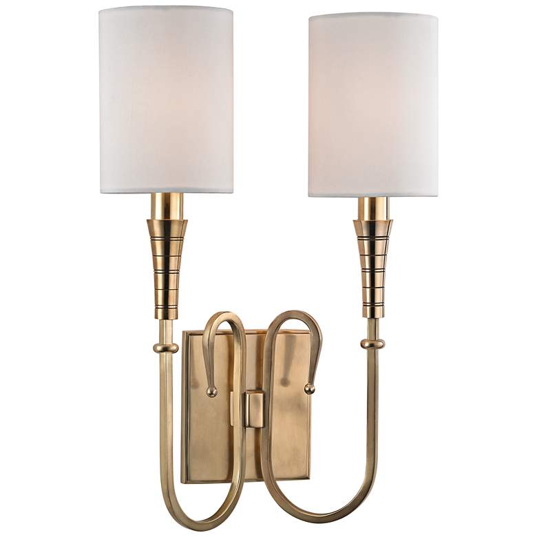 Image 1 Kensington 15 3/4 inch High Aged Brass Dual Wall Sconce