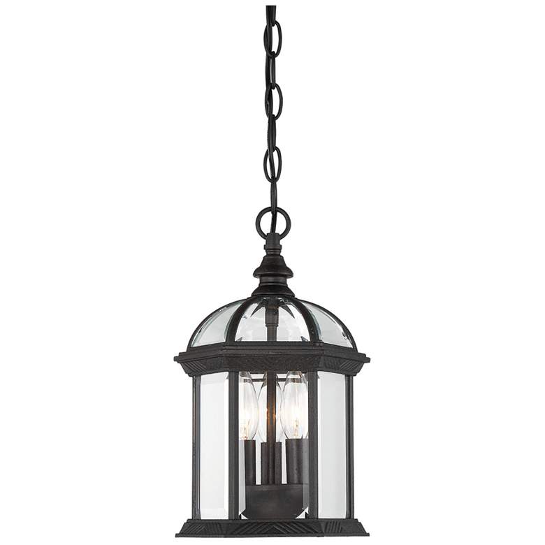 Image 1 Kensington 3-Light Outdoor Hanging Lantern in Textured Black