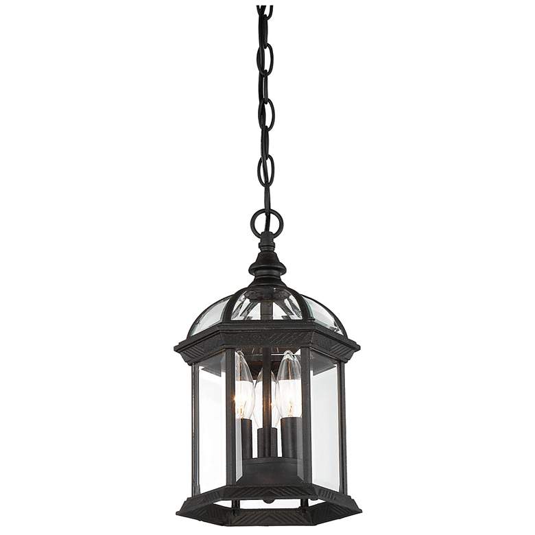 Image 3 Kensington 3-Light Outdoor Hanging Lantern in Textured Black more views