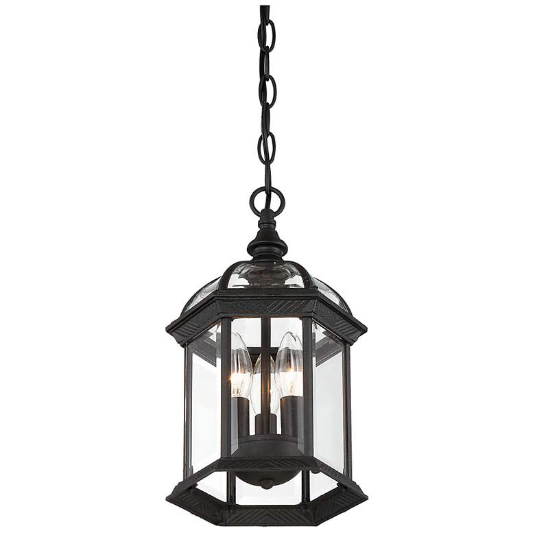 Image 4 Kensington 3-Light Outdoor Hanging Lantern in Textured Black more views