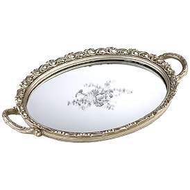 Image1 of Kensington Hill Bellington 17 1/4" Silver Floral Mirrored Serving Tray