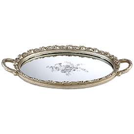 Image2 of Kensington Hill Bellington 17 1/4" Silver Floral Mirrored Serving Tray more views