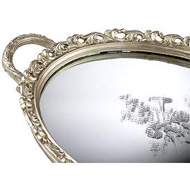 Image3 of Kensington Hill Bellington 17 1/4" Silver Floral Mirrored Serving Tray more views