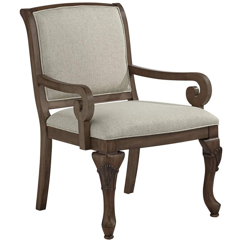 Image 2 Kensington Hill Diana Beige Upholstered Wood Arm Traditional Accent Chair