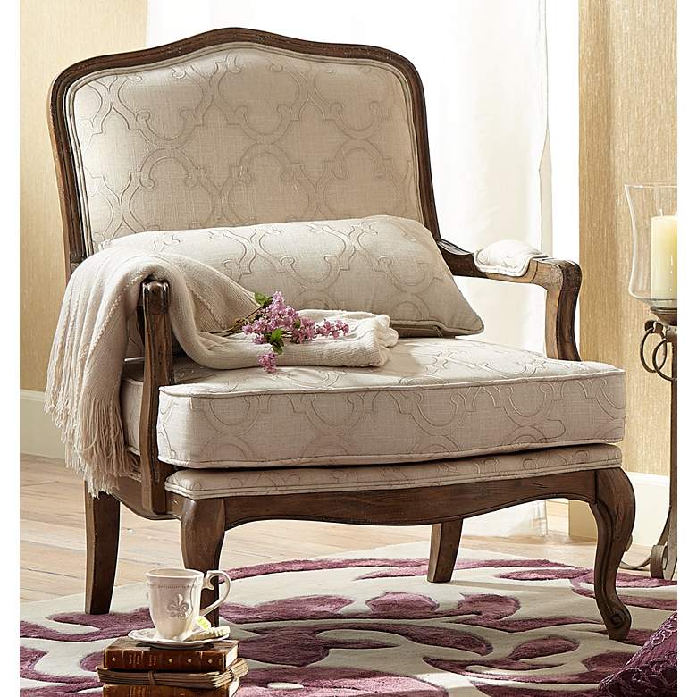 Image 1 Kensington Hill Ducey Ivory Trellis Traditional Accent Chair