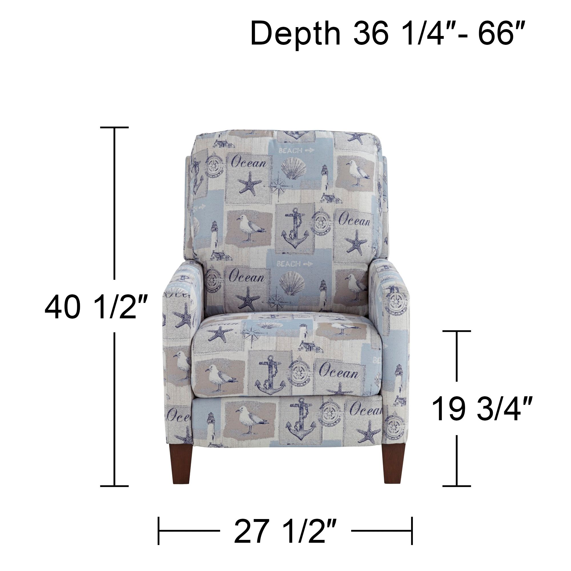 Kensington Hill Gulls Point Sky 27 1/2" Wide Blue 3-Way Power Recliner