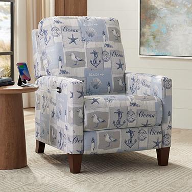 Kensington Hill Gulls Point Sky 27 1/2" Wide Blue 3-Way Power Recliner