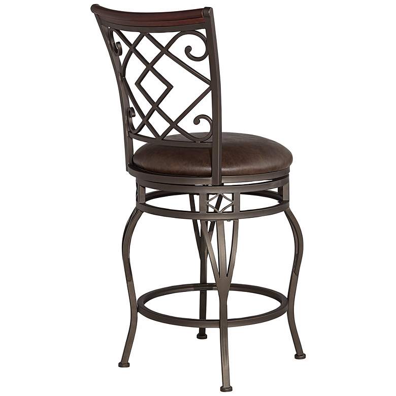 Image 6 Kensington Hill Hartley 25 1/2" Wood and Bronze Swivel Counter Stool more views