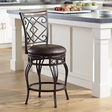 Kensington Hill Hartley 25 1/2" Wood and Bronze Swivel Counter Stool