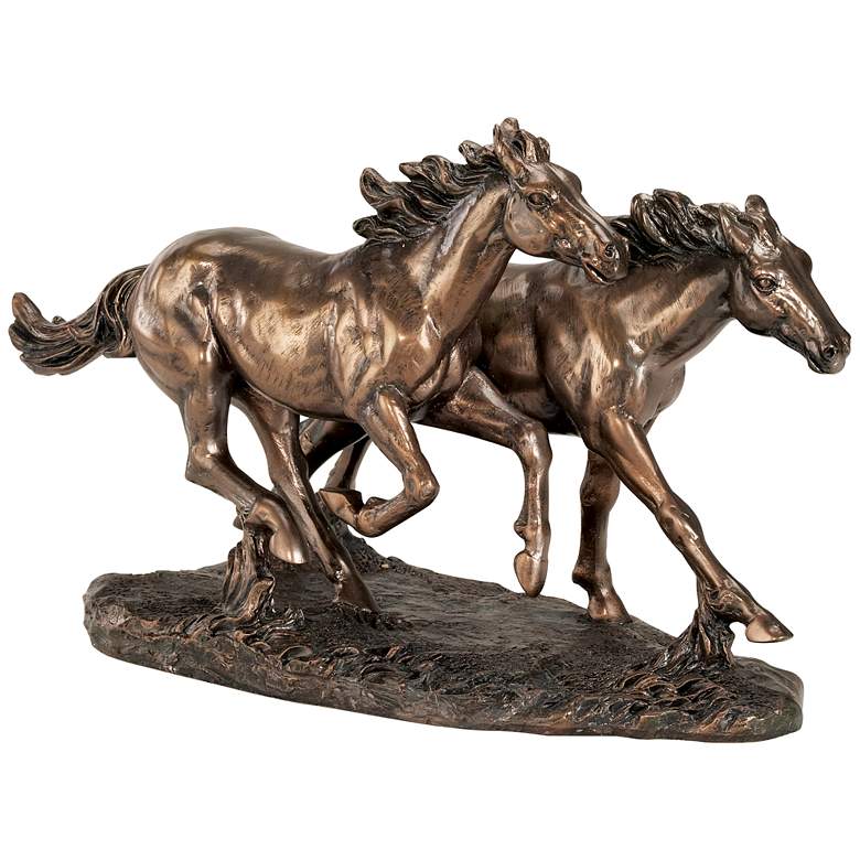 Image 3 Kensington Hill Horses Running Wild 8 1/2" High Golden Bronze Statue