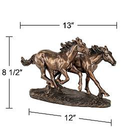 Image4 of Kensington Hill Horses Running Wild 8 1/2" High Golden Bronze Statue more views