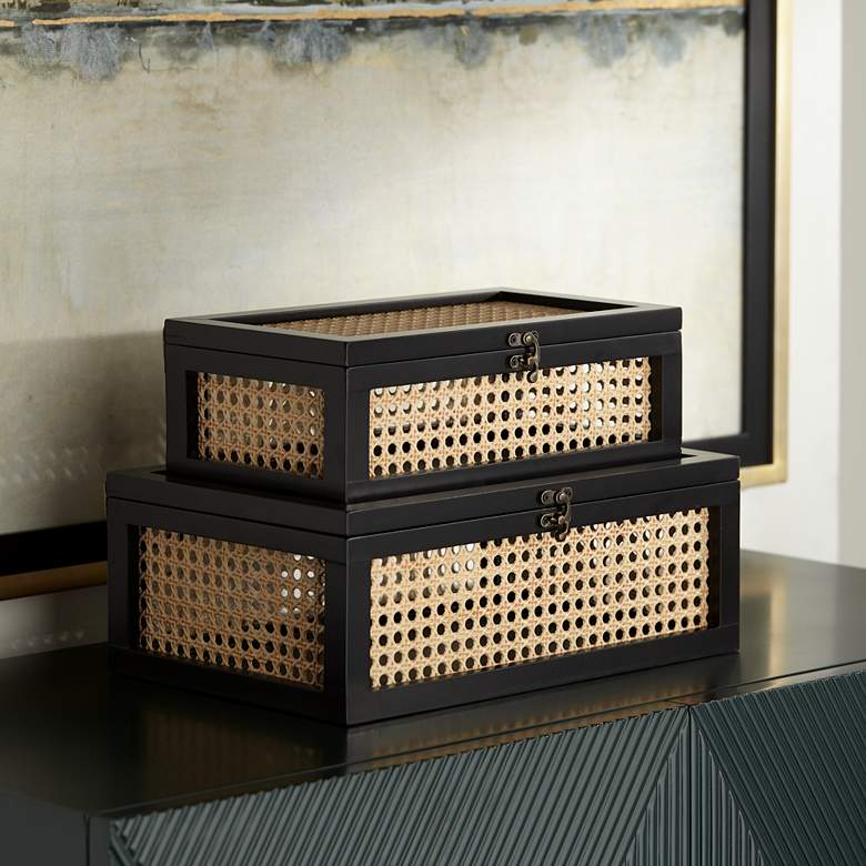 Image 2 Kensington Hill Jamboree Black Wood and Mesh Decorative Boxes Set of 2