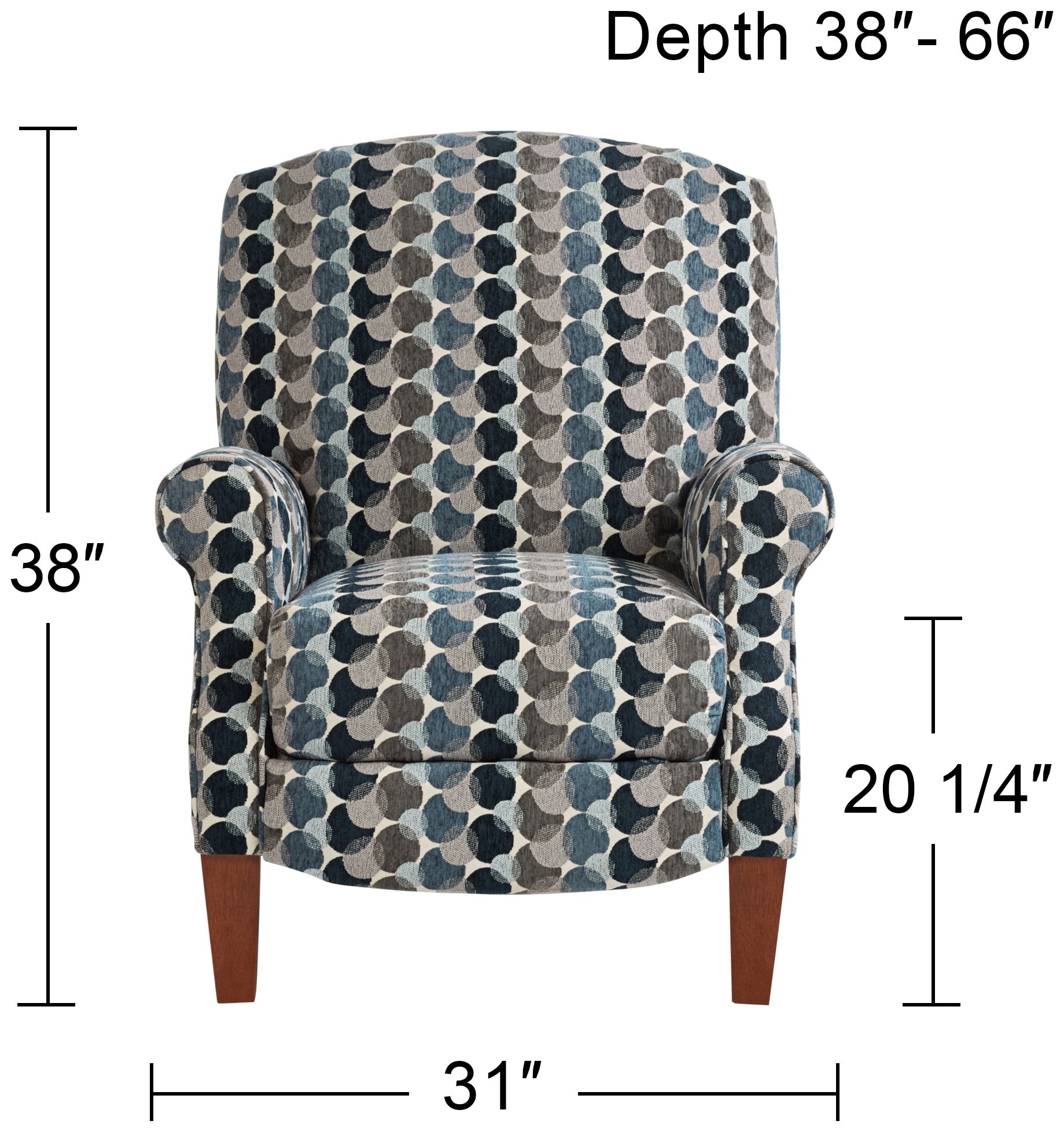 Kensington Hill Morris Bubbles Ink Blue Push-Thru Recliner