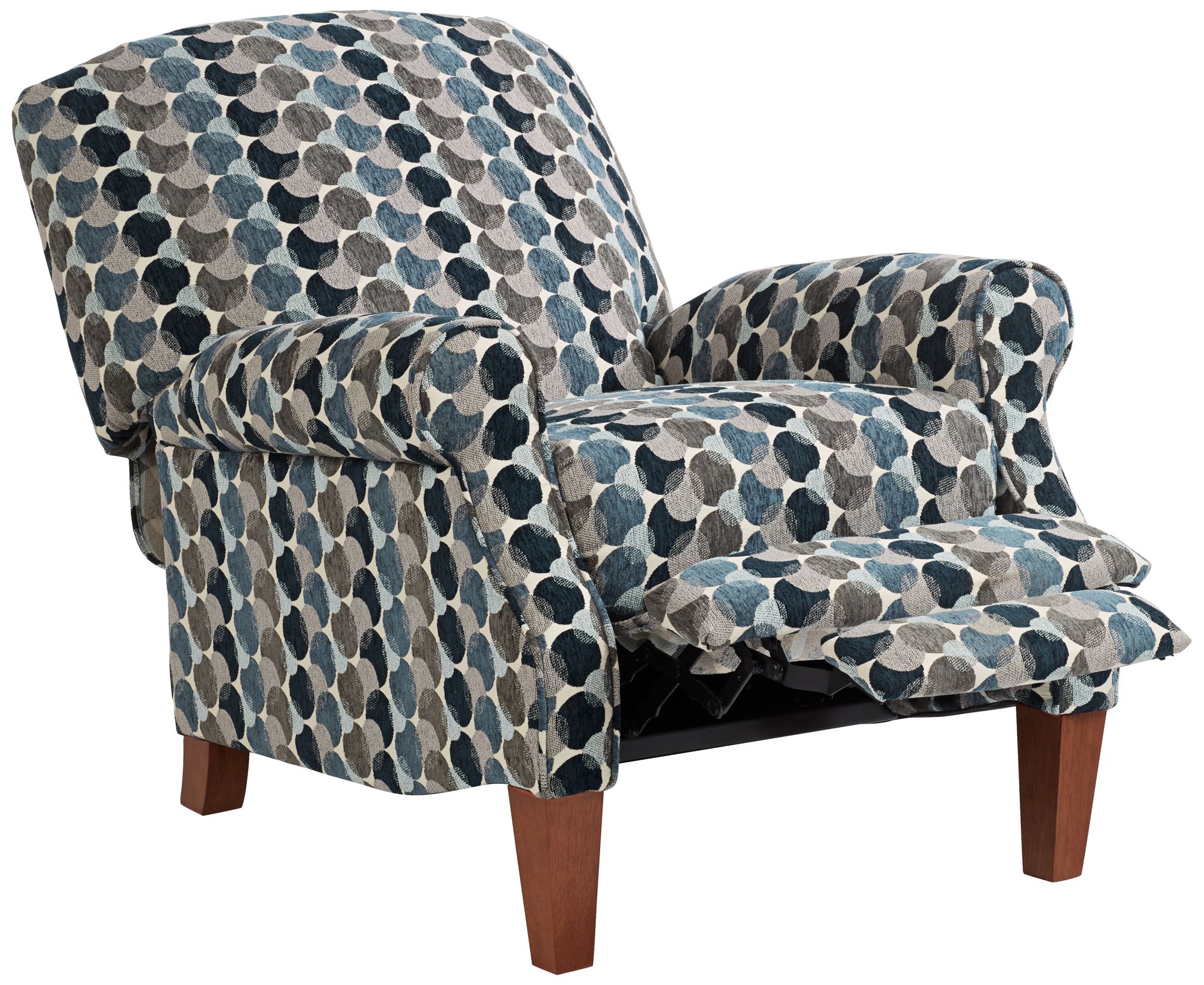 Kensington Hill Morris Bubbles Ink Blue Push-Thru Recliner