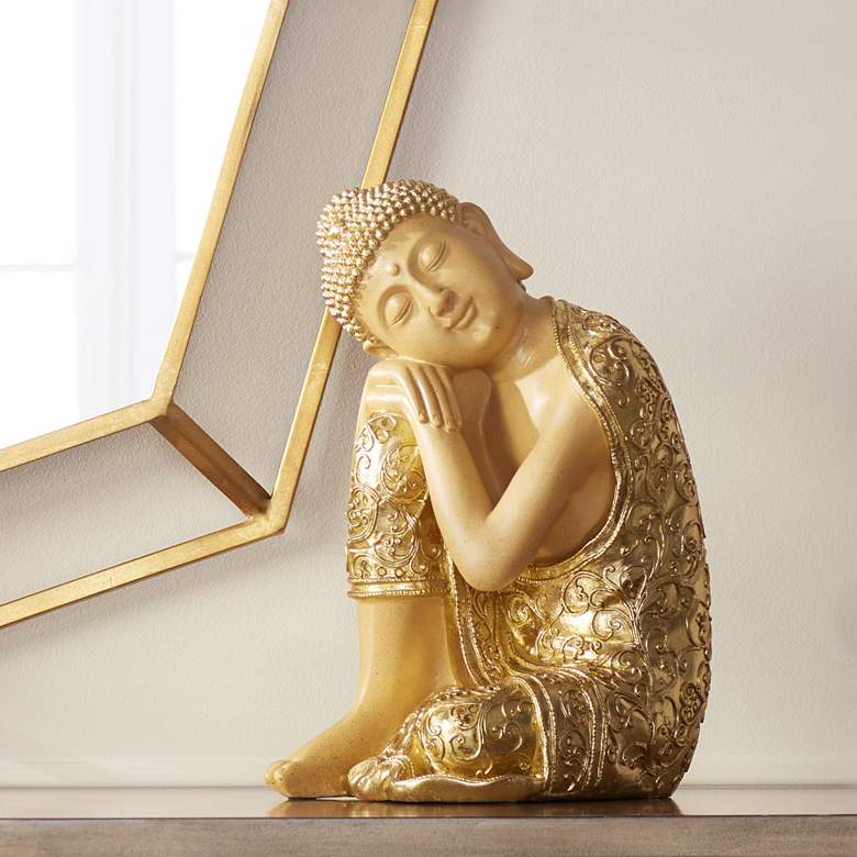Image 1 Kensington Hill Peace 14" High Gold Finish Sleeping Buddha Statue