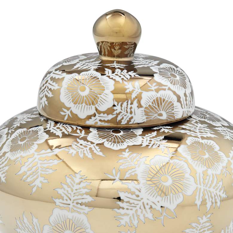 Image 3 Kensington Hill Seabaugh 9 1/2 inch White and Gold Ginger Jar with Lid more views
