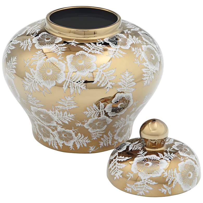 Image 4 Kensington Hill Seabaugh 9 1/2 inch White and Gold Ginger Jar with Lid more views