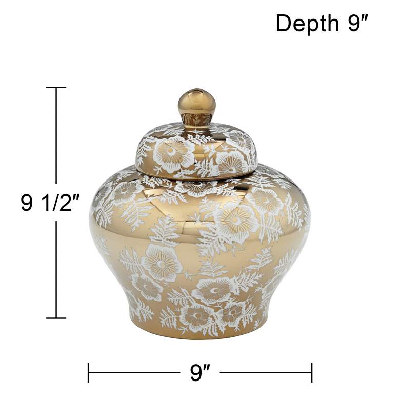 Image 5 Kensington Hill Seabaugh 9 1/2" White and Gold Ginger Jar with Lid more views
