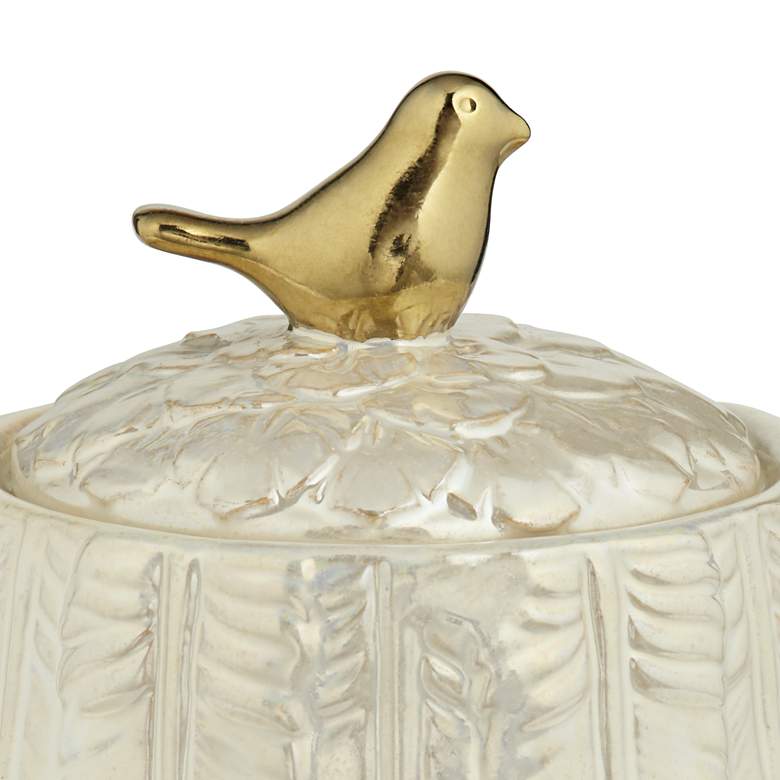 Image 4 Kensington Hill Spar 7 1/2" Pearl White Decorative Jar with Gold Bird more views