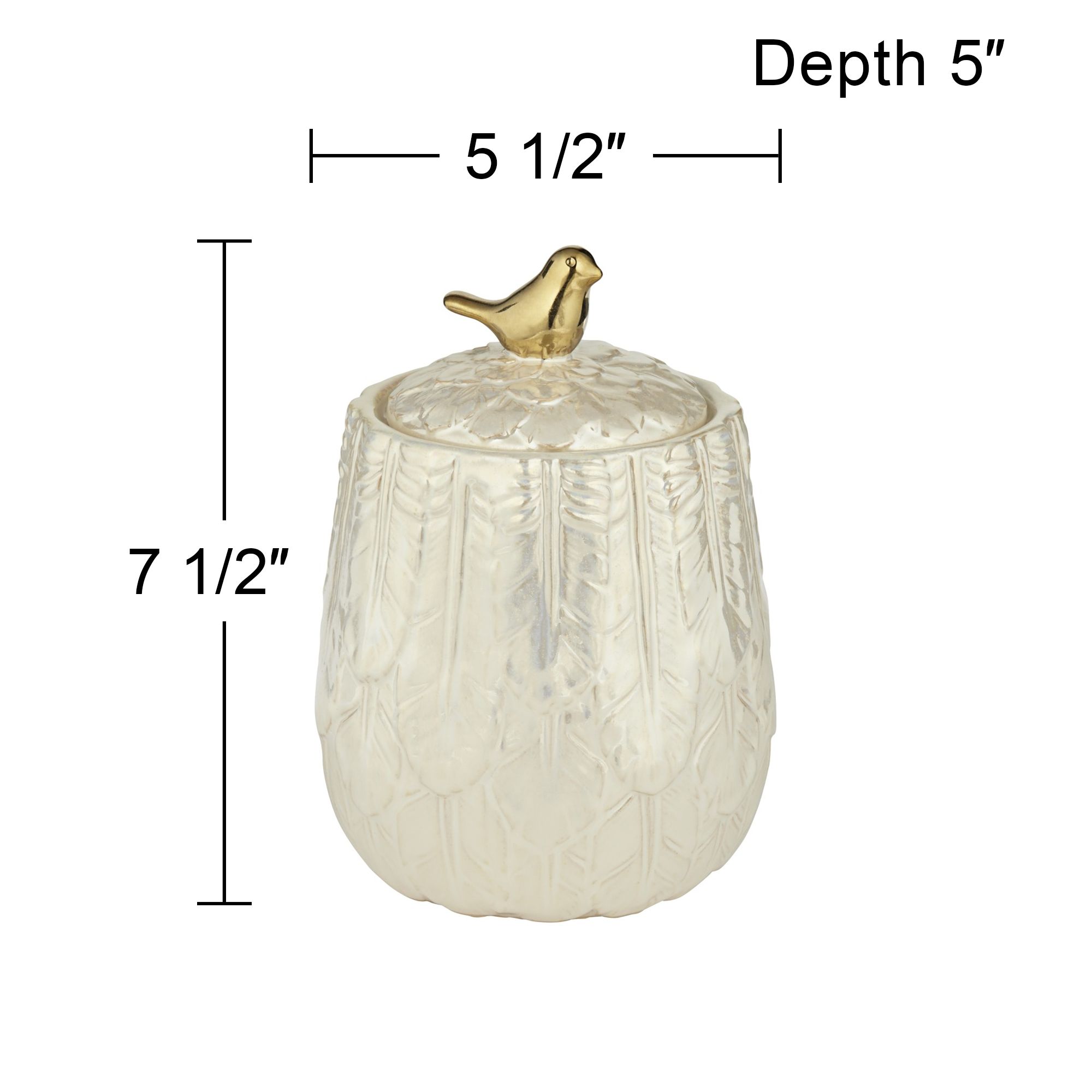 Kensington Hill Spar 7 1/2" Pearl White Decorative Jar with Gold Bird