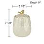 Kensington Hill Spar 7 1/2" Pearl White Decorative Jar with Gold Bird