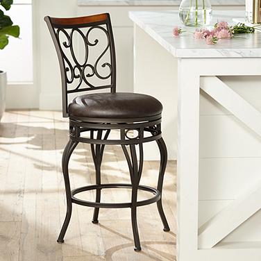 Kensington Hill Trevi 21 3/4" Wide Metal Scroll Swivel Counter Stool