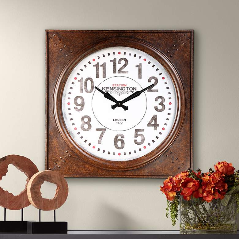 Image 1 Kensington Station 31 inch Wide Square Metal Wall Clock