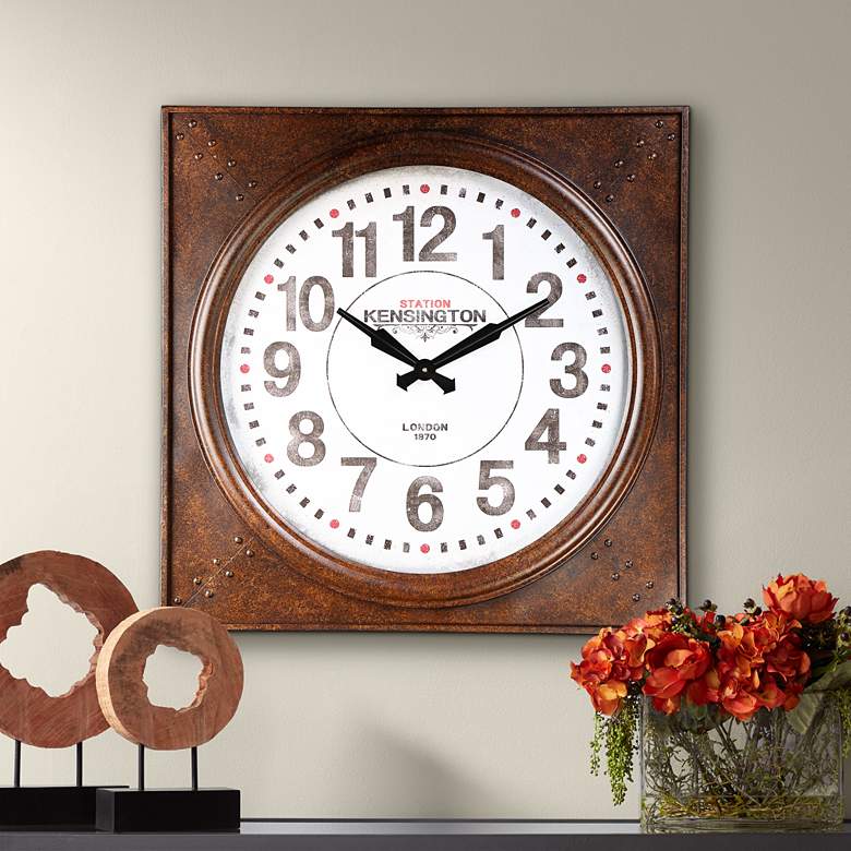 Image 1 Kensington Station 31" Wide Square Metal Wall Clock