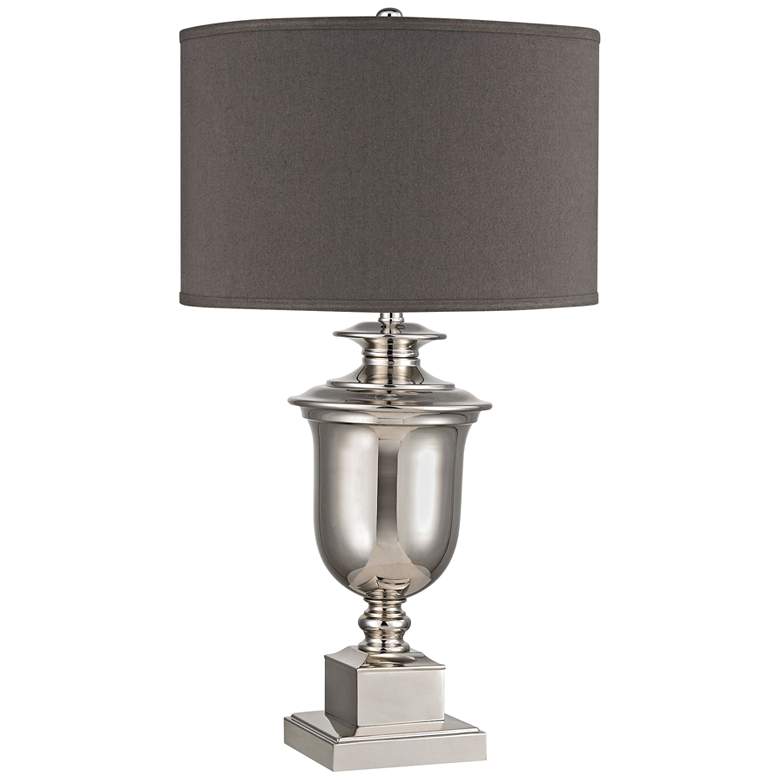 Image 1 Kenter Spun Polished Nickel with Gray Shade Table Lamp