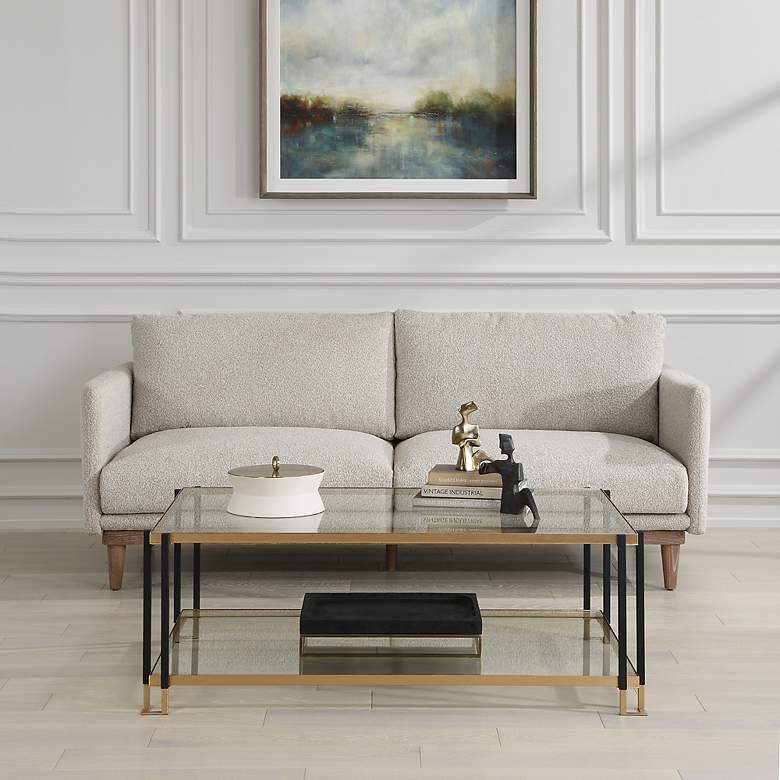 Image 3 Kentmore 48" Wide x 17" High Gold and Black Coffee Table more views