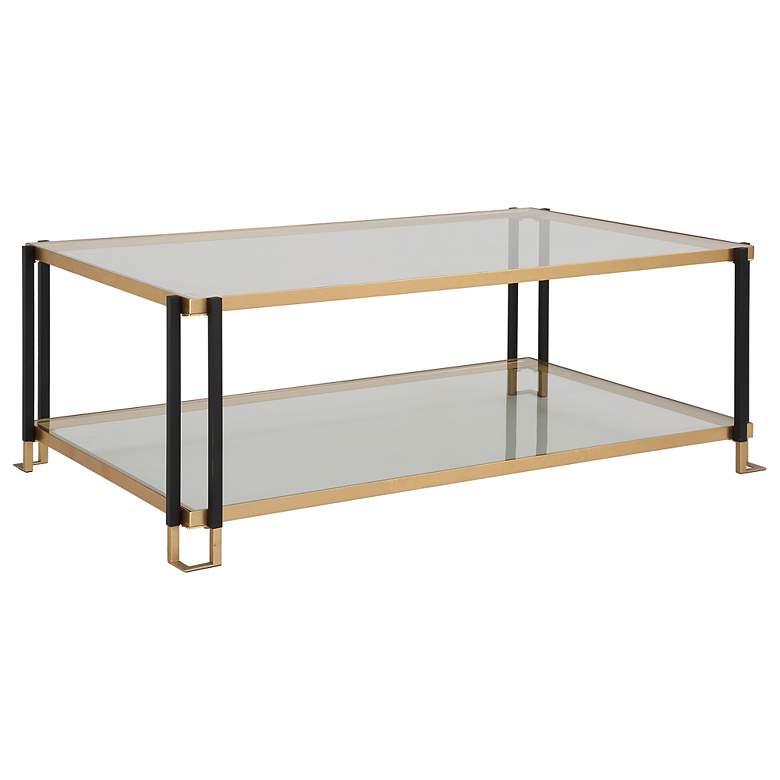 Image 4 Kentmore 48" Wide x 17" High Gold and Black Coffee Table more views