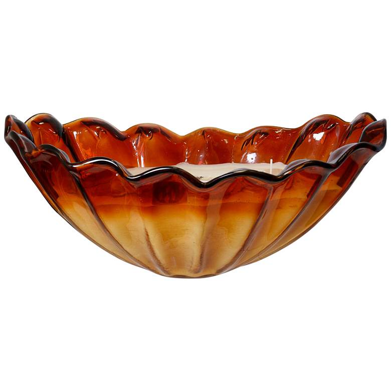 Image 1 Kenya Barca Candle - Two Tone Art Glass Barca Centerpiece With Wax