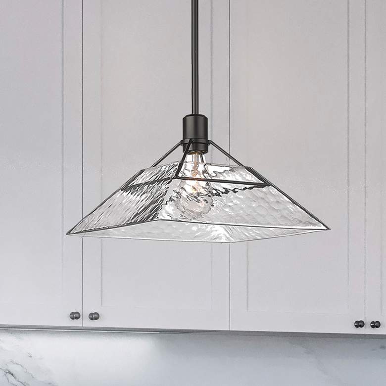 Image 1 Kepler 14" Wide Matte Black 1-Light Pendant With Water Glass