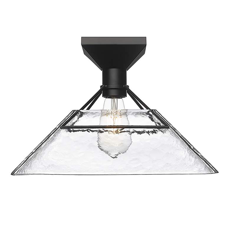 Image 3 Kepler 14" Wide Matte Black 1-Light Semi-Flush With Water Glass more views