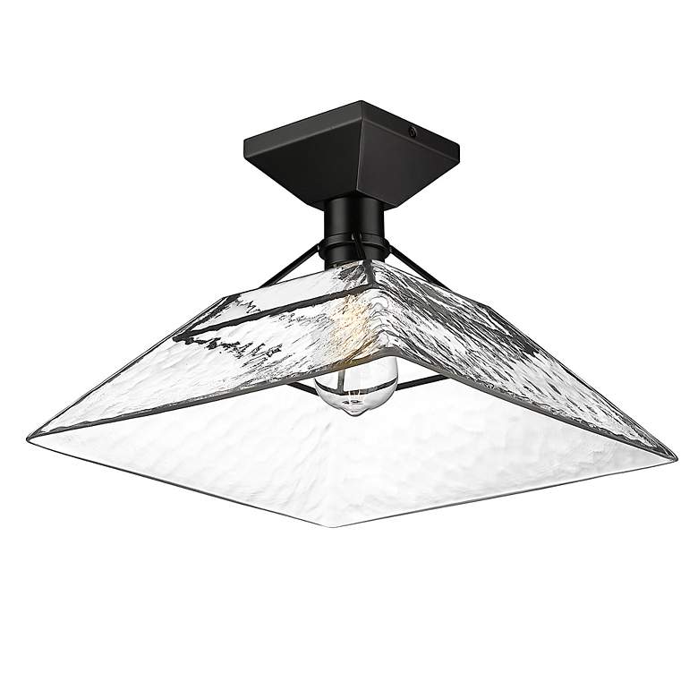 Image 4 Kepler 14" Wide Matte Black 1-Light Semi-Flush With Water Glass more views