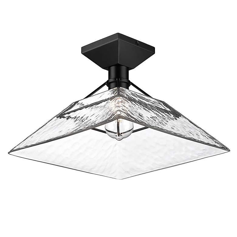 Image 5 Kepler 14" Wide Matte Black 1-Light Semi-Flush With Water Glass more views