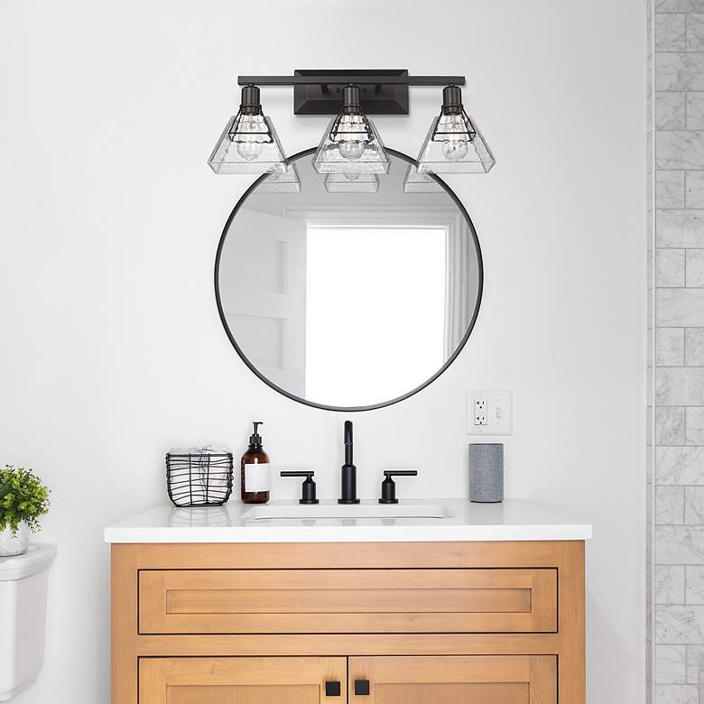 Image 6 Kepler 27 1/2" Wide Vanity Light in Matte Black with Water Glass more views