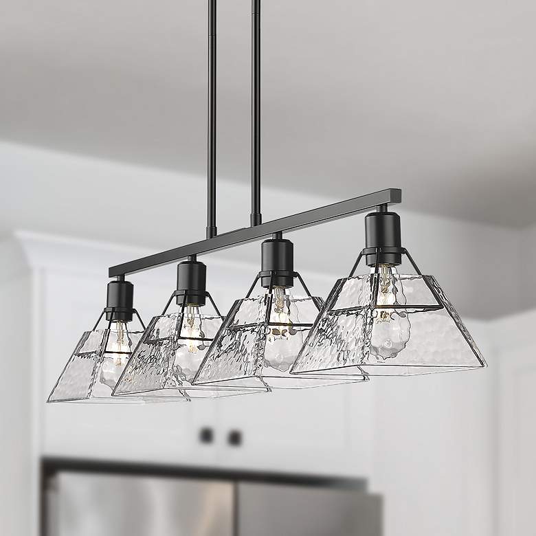 Image 1 Kepler 39 3/8" Wide Linear Pendant in Matte Black with Water Glass