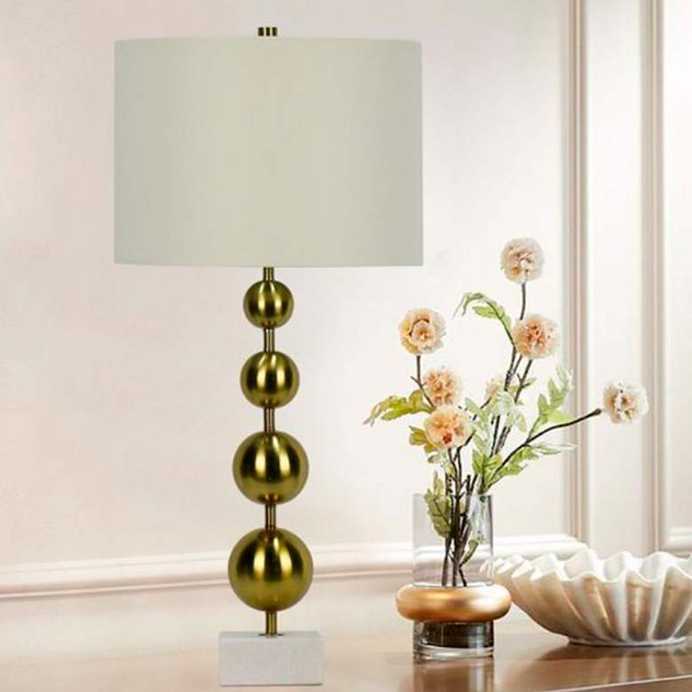 Image 3 Kepler Soft Gold Stacked Metal Table Lamps Set of 2 more views