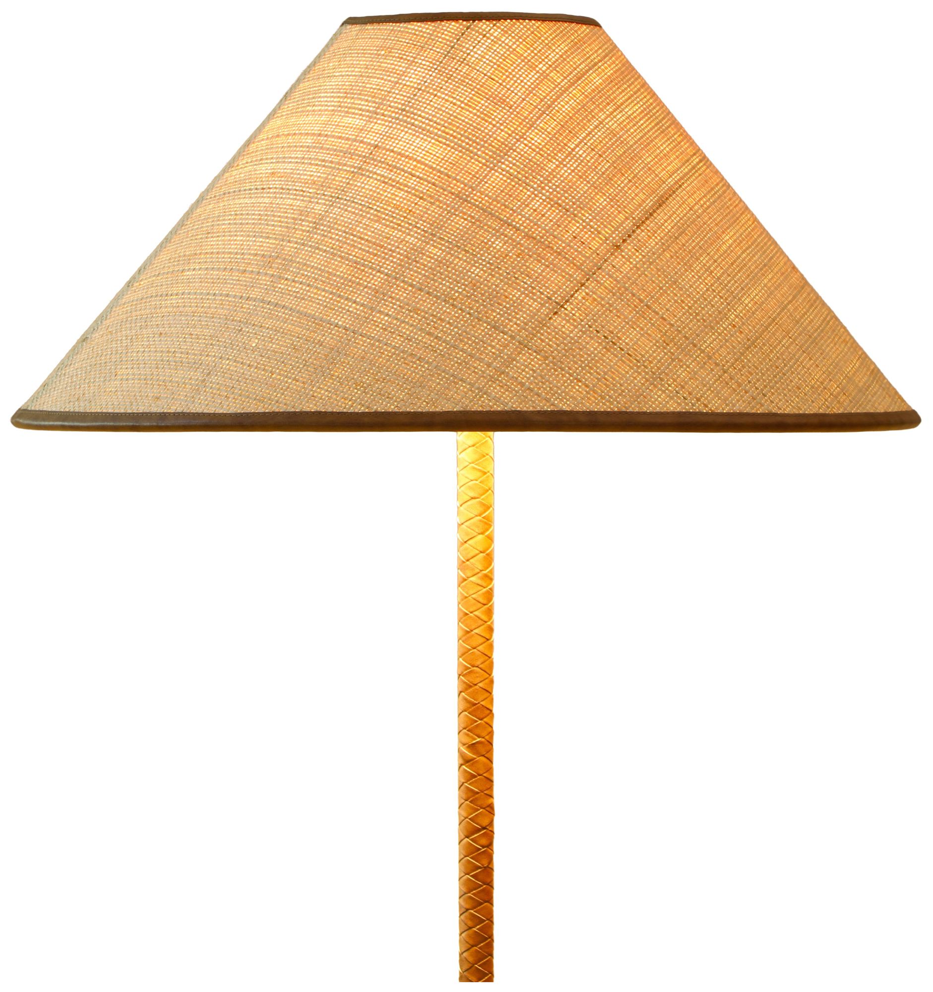 Image 4 Keria Natural Vegan Leather and Raffia Designer Floor Lamp more views