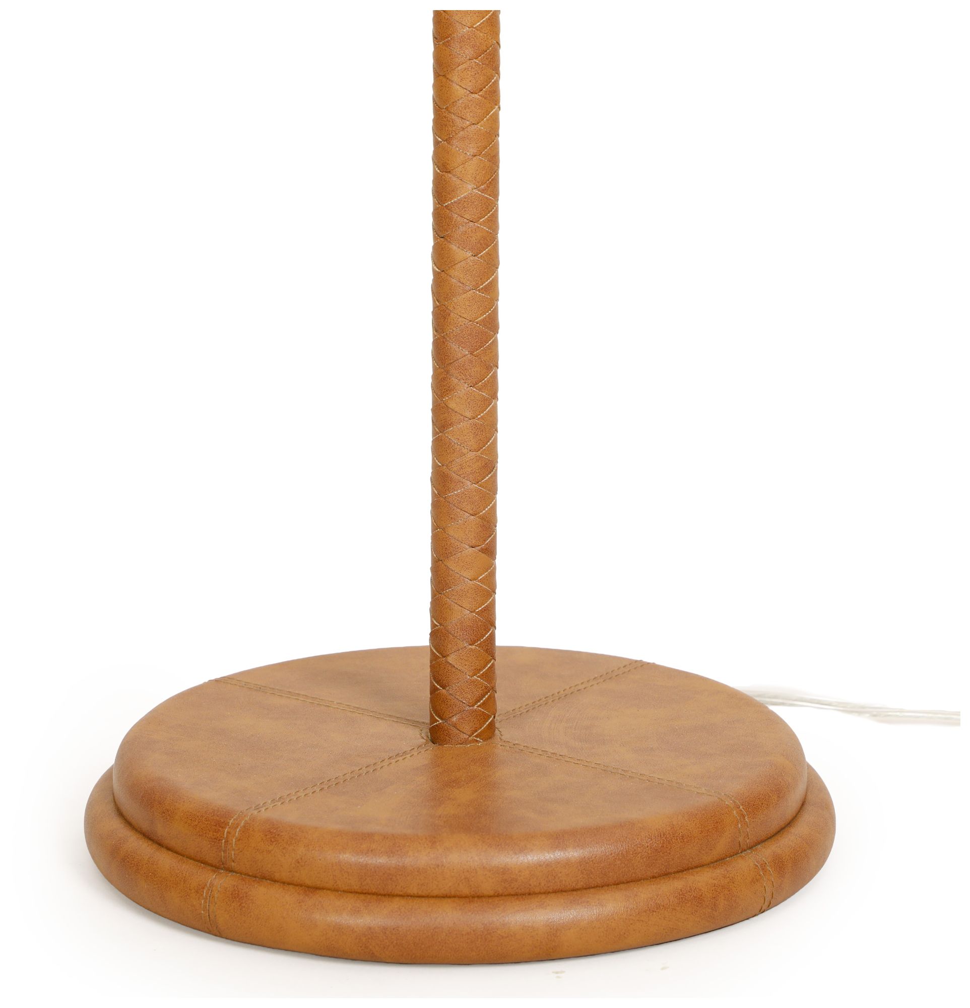 Image 6 Keria Natural Vegan Leather and Raffia Designer Floor Lamp more views