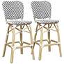 Kern 29 3/4" Black White Wicker Patio Bar Chairs Set of 2